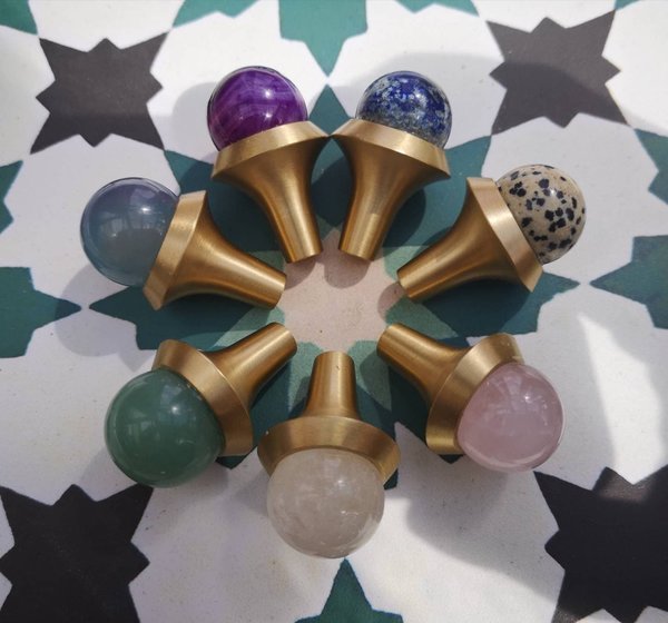 One pair of semi precious stone ball handles/crystal drawer pulls/coloured ball cabinet handles/brass door knob/ coloured stone door handles