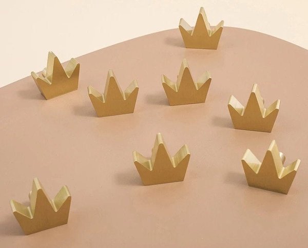 Solid brass crown shaped cabinet pull/Royal gold crown door handle/Princess themed drawer knob/Brass furniture hardware/King or Queen crown