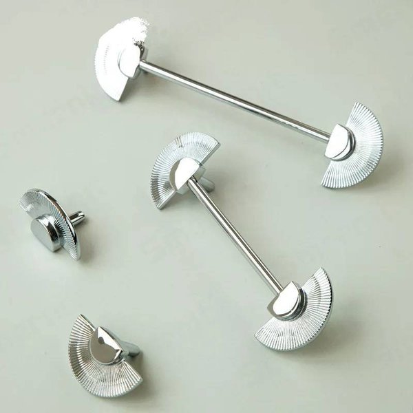 Shiny silver sun ray design bar handle/semi circle knob/art deco drawer pull/statement drawer pull/silver kitchen cabinet pull/IKEA hack
