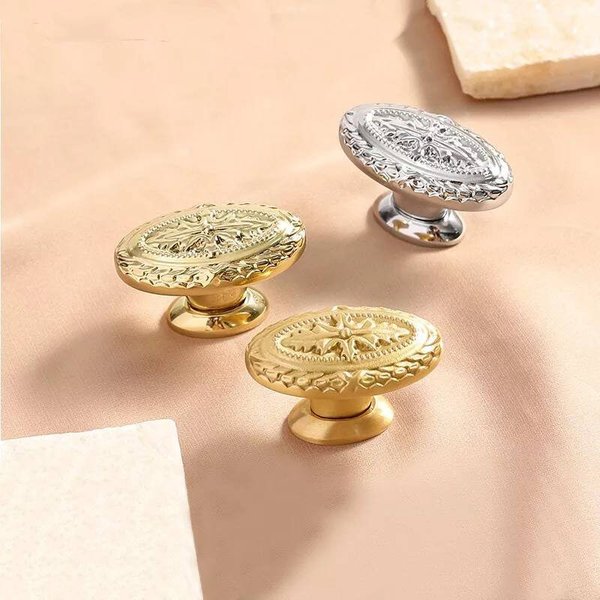 Antique Baroque style drawer knob/Brass oval cabinet pull/gold or silver Regency style door handle/gold Furniture hardware/rocco drawer pull