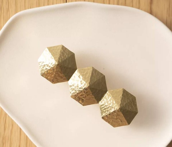Textured brass octagonal pyramid drawer pull/geometric cabinet handle/gold furniture hardware/classic shaped door handle/hexagonal door knob