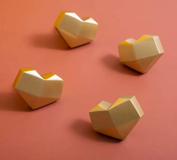 Gold brass geometric heart shaped Cabinet Pull/Heart shaped drawer handle/geometric door knob/brass furniture hardware/IKEA hack drawer knob