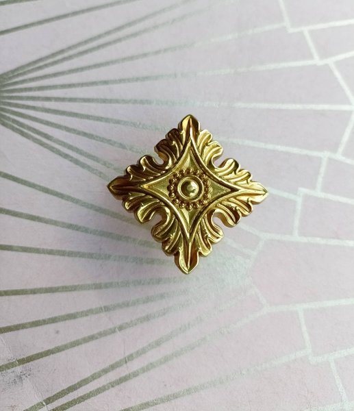 Gothic style gold brass drawer handle/Intricate antique pattern cabinet handle/Ornate square shape brass door knob/brass furniture hardware