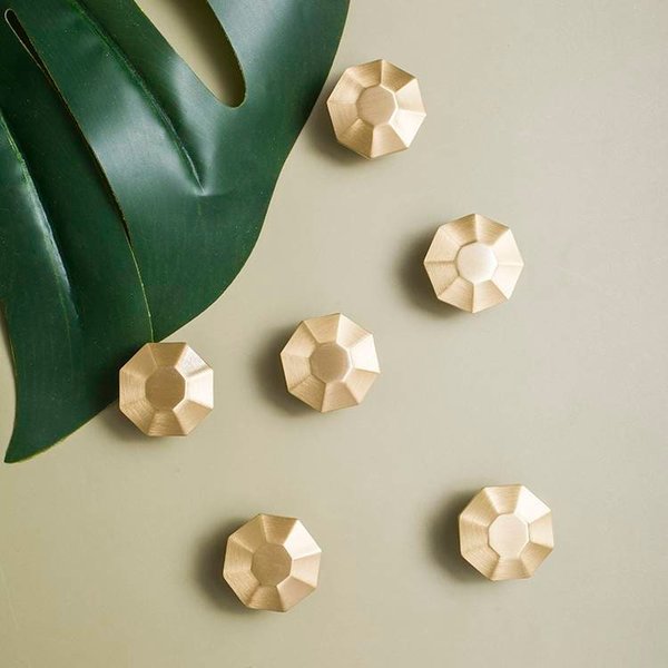 Gold geometric shaped drawer handle/Octagonal pyramid drawer pull/kitchen cabinet handle/Brass furniture hardware/Flat topped Octagonal knob