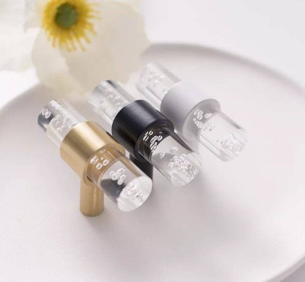 Bubbly lucite cabinet handle with gold, black or white fixings/clear acrylic drawer pull/lucite furniture hardware/clear resin bubble handle