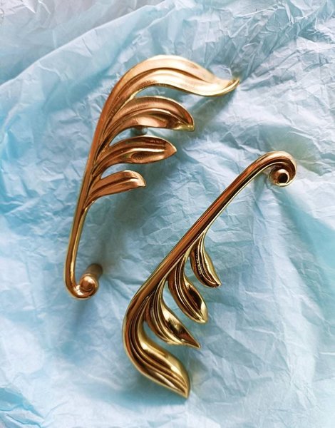 A pair of brass willow branch door handles/botanical drawer handles/wardrobe handles/art nouveau drawer pulls/matching set of cabinet pulls