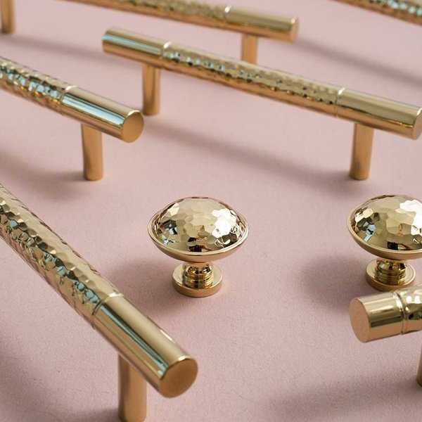 Glittery gold hammered brass cabinet bar handle/Shiny brass drawer pull/textured solid gold brass door handle/Gold brass furniture hardware