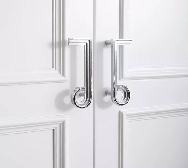 Silver note shaped retro door handle/Silver geometric shape wardrobe handle/Chrome mid century modern style drawer pull/Statement handles