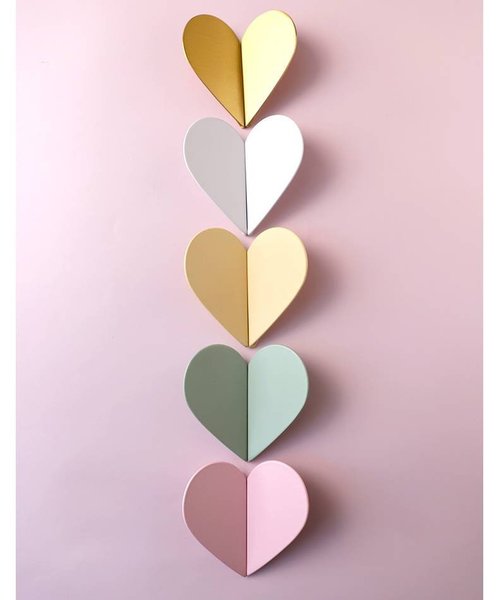 Pair of heart shaped drawer handles/Flush fitting handles/Heart shaped cabinet handles/Nursery door handles/Door handle in pastel shades