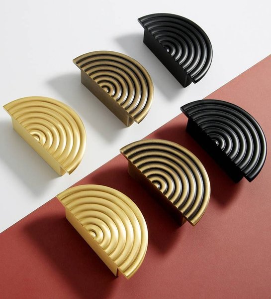 Gold, bronze or gunmetal grey echo design cabinet pull/Mid century modern style drawer pull/semi circle furniture hardware/home improvement