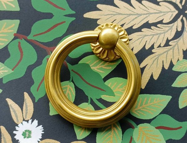 Edwardian style gold brass cabinet Pull/Antique style door handle/Ring pull door knob/Brass furniture hardware/decorative gold drawer pull
