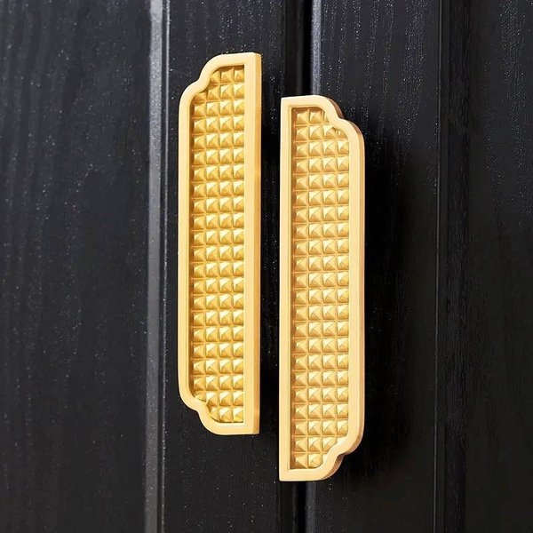Geometric gold brass cabinet pull/Textured brass drawer pull/Modern style door handle/ furniture hardware/kitchen handles/home improvement