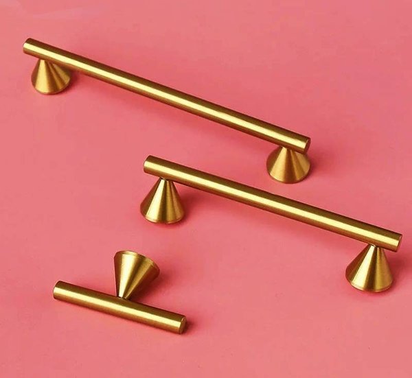 Gold brass retro shaped cabinet bar handles/Geometric Cabinet Pull/Modern gold door handle/Brass furniture hardware/Kitchen drawer handle