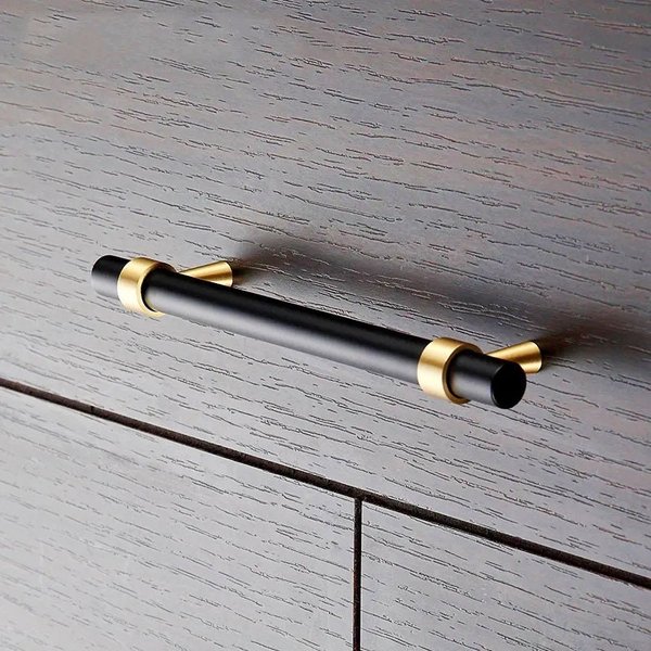 Matte black and gold brass cabinet bar handle/Black and gold drawer pull/Matte black and gold door handle/Black and Gold furniture hardware