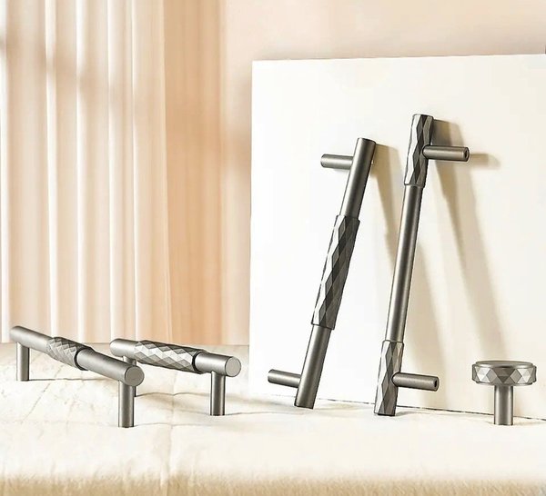 Silver nickel diamond pattern cabinet bar pull/grey silver drawer pull/silver kitchen hardware/matte silver cabinet pull/nickle door handle