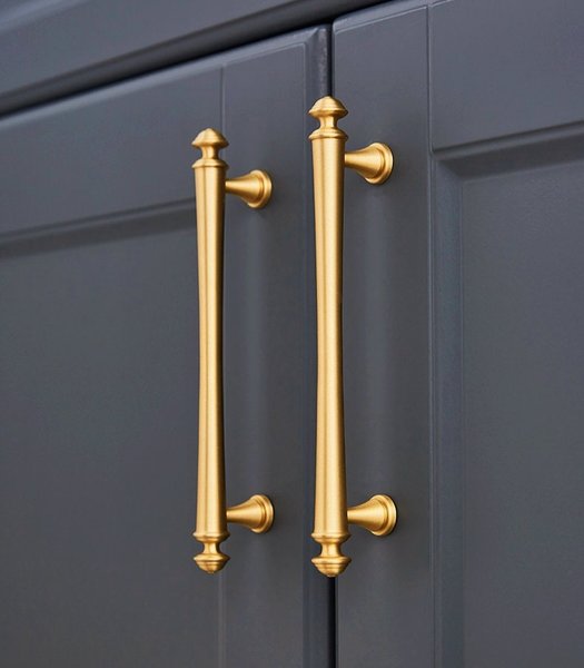 Satin gold French style cabinet bar handle/Unusual matte gold ball design cabinet drawer pull/Gold furniture hardware/Brass kitchen hardware