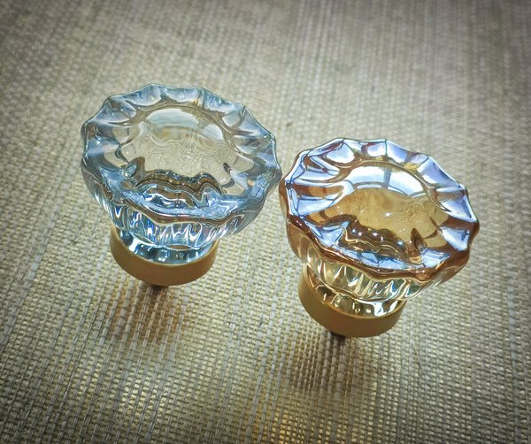 Antique style pale gold or clear glass decorative door knobs/Vintage style glass cabinet handles/IKEA hack drawer pulls/decorative handles