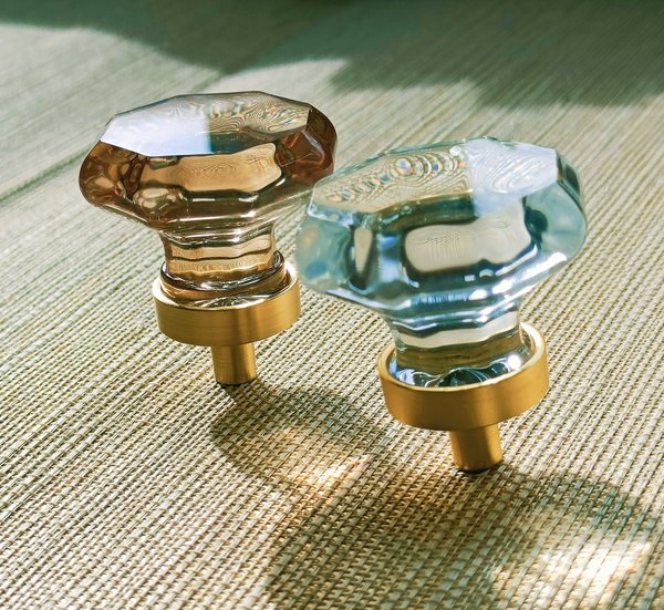 Antique style pale gold or clear glass decorative door knobs/Vintage style glass cabinet handles/IKEA hack drawer pulls/decorative handles