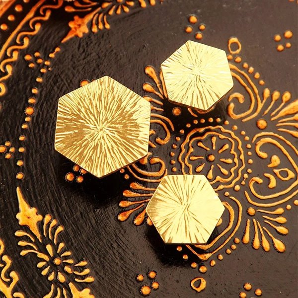 Solid brass scored texture hexagonal drawer pull/hexagonal cabinet handle/geometric door knob/Gold brass furniture hardware/hexagonal handle