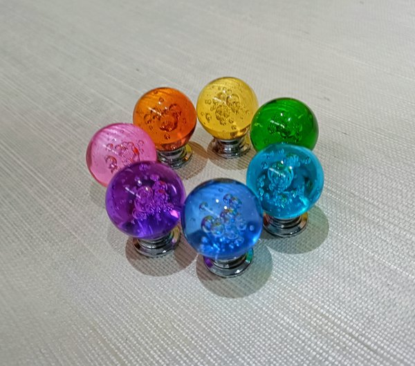 Rainbow bubbly glass ball drawer knob/Colourful glass cabinet handle/Rainbow furniture hardware/nursery door handle/Children's room decor