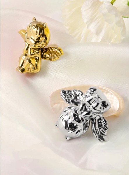 Sweet little angel door handle/Fairy Cabinet Pull/Gold or Silver Angel drawer pull/Brass angelic themed furniture hardware/Fairy handle