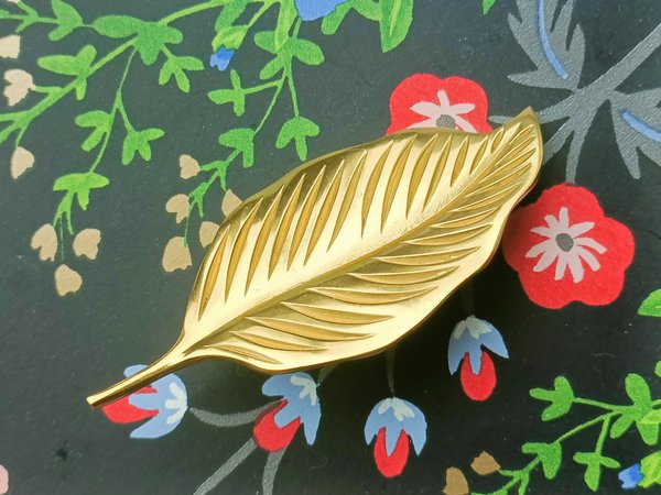 Shiny gold brass leaf cabinet handle/Gold Autumn leaf drawer pull/Gold leaves door handle/Fall leaf drawer knob/gold furniture hardware