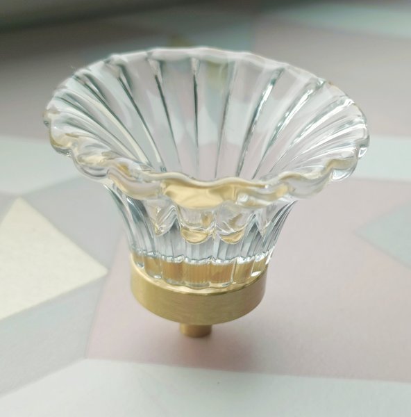 Transparent lucite and brass cabinet pull/Vintage style resin door knob/Gold brass furniture hardware/Pretty vintage style drawer handle