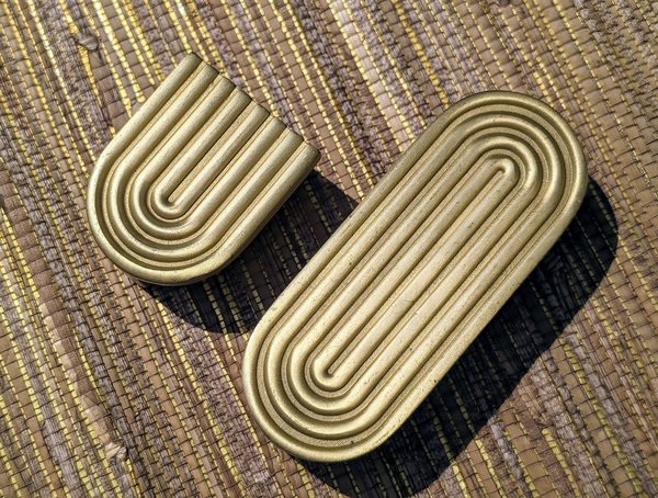 Wide gold retro pattern bar handle/large cabinet pull/big door handle/gold drawer pull/kitchen furniture hardware/mid century modern style