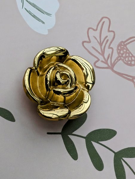 Gold brass rose door handle/Rose cabinet pull/Gold rose drawer knob/Flower shaped cabinet handle/Floral door knob/Brass furniture hardware
