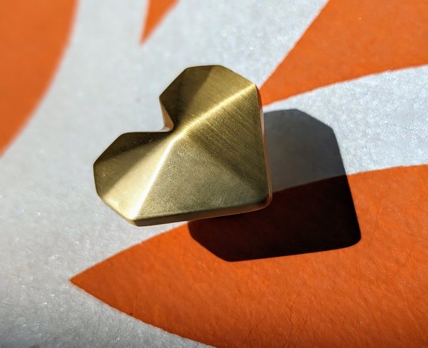 Gold or silver heart cabinet pull/Heart shaped drawer handle/Heart door knob/Brass furniture hardware/Bras drawer knob/Nursery door handle