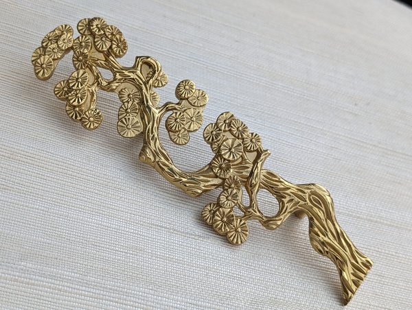 A Pair of cypress tree drawer handles/Gold wardrobe door handles/Large brass cabinet handles/Tree shaped door handles/Furniture hardware