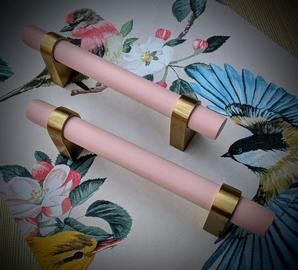Baby Pink and Gold cabinet bar pulls/ wooden drawer handles/nursery furniture hardware/pink cabinet door handles/children's furniture handle