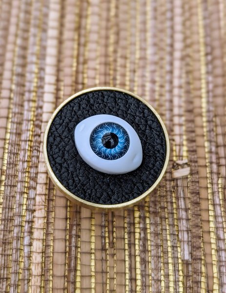 Unique glass eye drawer pull/Eyeball drawer handle/Glass eye drawer knob/Black leather and glass eye door handle/Quirky door knob