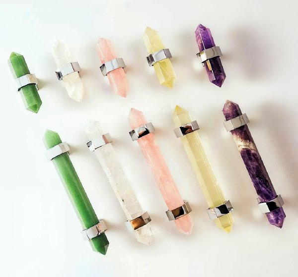 Luxury hexagonal semi precious stone cabinet bar handle with silver fixings/gemstone drawer pull/Crystal door handle/Amethyst Citrine Jade
