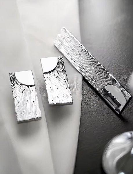 Silver sunray design rectangle bar handles/Chrome sun ray drawer pull/kitchen cabinet handles/Brass door handles/Silver furniture hardware