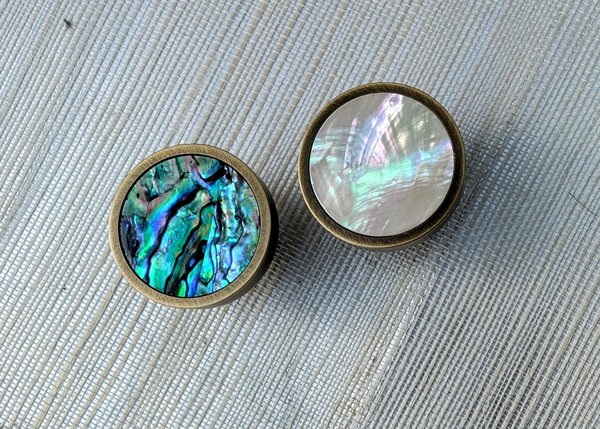 Bronze Iridescent Pearl Shell Drawer Pull/Abalone Pearl Cabinet Pull/Mother of Pearl Door handle/MOP door knob/Bronze furniture hardware