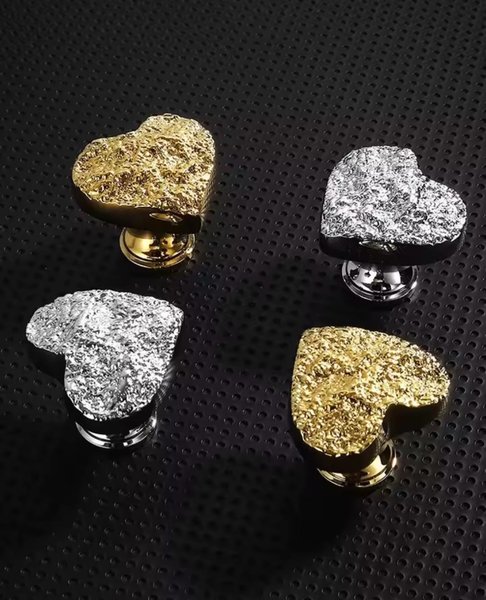 Gold or Silver Heart shaped drawer handle/Heart drawer knob/Brass furniture hardware/Heart shaped door knob/Heart shaped cabinet handle