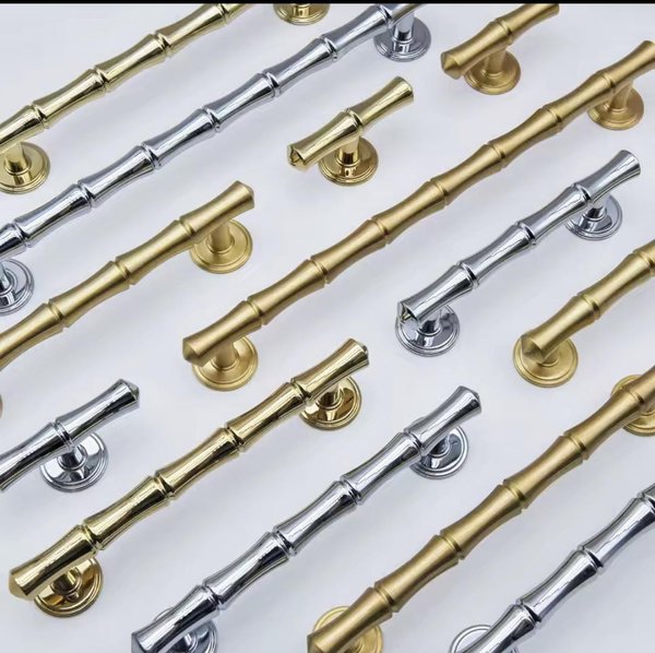 Bamboo patterned brass cabinet bar Handle/Bamboo drawer pull/Brass furniture hardware/Gold door handle/Silver Bamboo cabinet pull