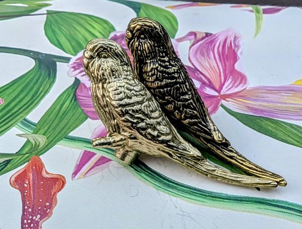 Brass Budgie Cabinet Pull/Gold Brass Budgerigar Door Handle/Bird shaped drawer handle/gold furniture hardware/Parrot Cabinet Door Knob