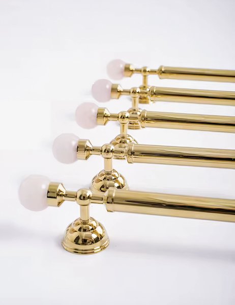 Shiny gold brass pink crystal bar handle/Semi precious stone and brass drawer pull/unique cabinet handle/IKEA hack/wardrobe door handle
