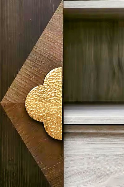 Clover shaped hammed texture drawer handle/Big Gold drawer pull/Gold Wardrobe handle/Kitchen hardware/Large cabinet handle/Gold door handle
