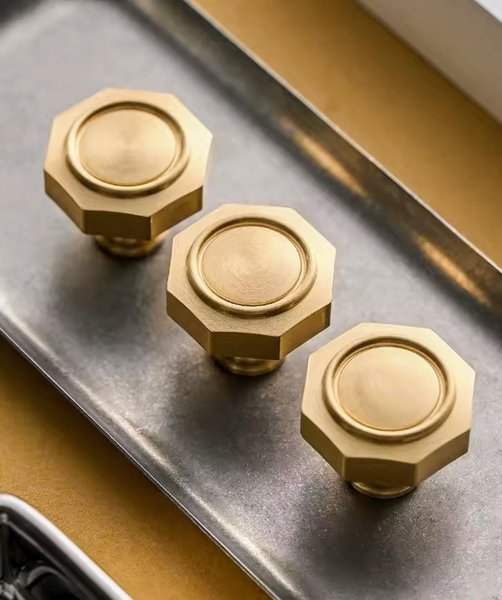 Gold brass hexagonal drawer pull/Geometric cabinet handle/Gold brass furniture hardware/Hexagonal door knob/Furniture renovation handle